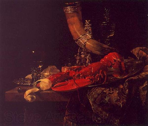 Willem Kalf Still Life with Lobster, Drinking Horn and Glasses Norge oil painting art